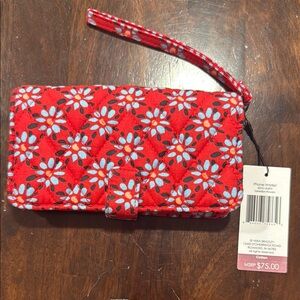 Vera Bradley Red Floral Wristlet in Venetian flowers